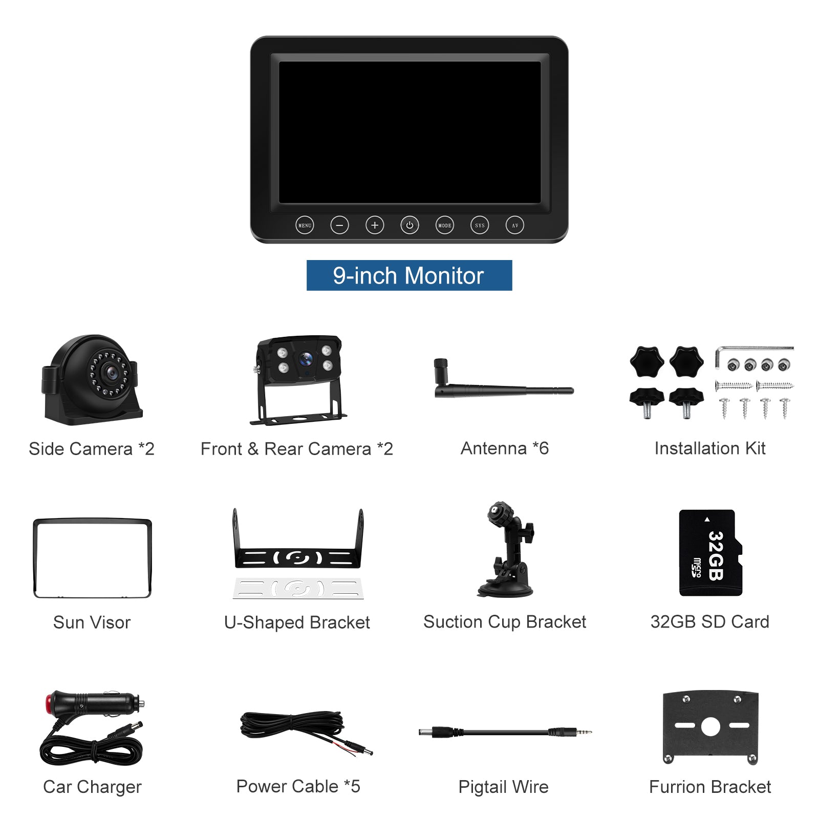 4K Wireless Backup Camera System: 9'' HD Quad Split Monitor, 1080P Side Rear View Camera, Recording, Waterproof, Digital Signal, RV Camera System for RV/Truck/Trailer/Camper VEKOOTO WX9